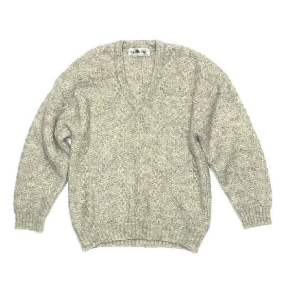 Vintage Atam Men's Angora Wool Biege Sweater